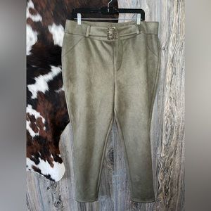 Cato Olive Green Straight Leg Pants with Decorative Belt